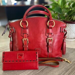 SOLD!! Dooney & Bourke Red Florentine Bristol Satchel Set